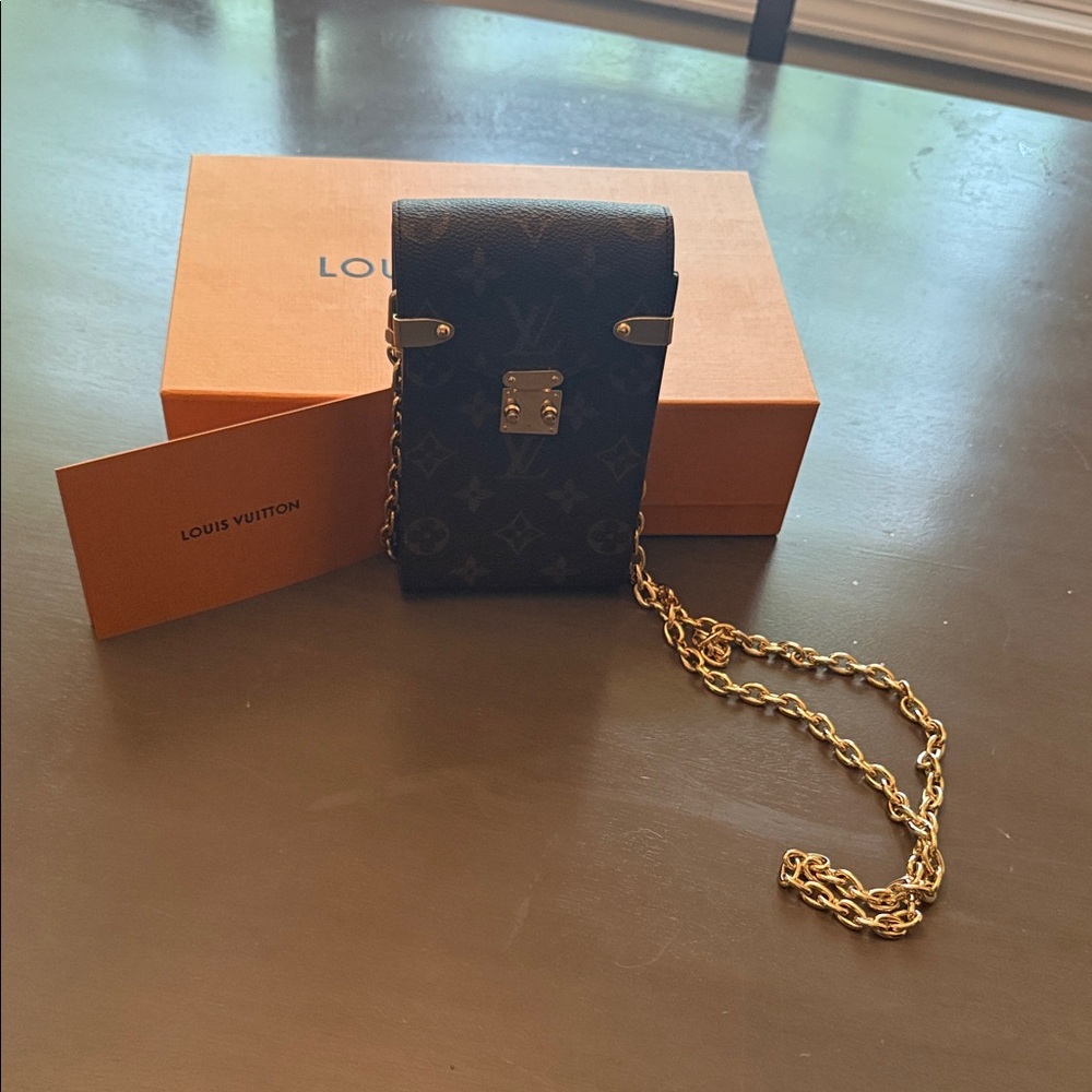 Louis Vuitton Black Monogram Mini Bag with Gold Chain